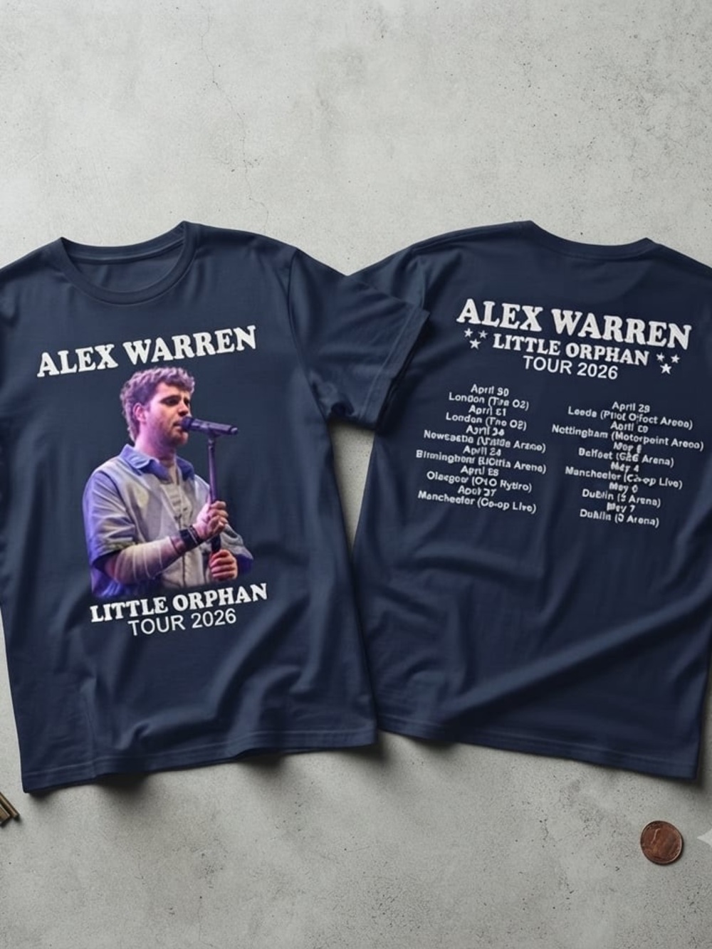 Alex Warren Little Orphan Tour 2026 Navy Short Sleeve Tee